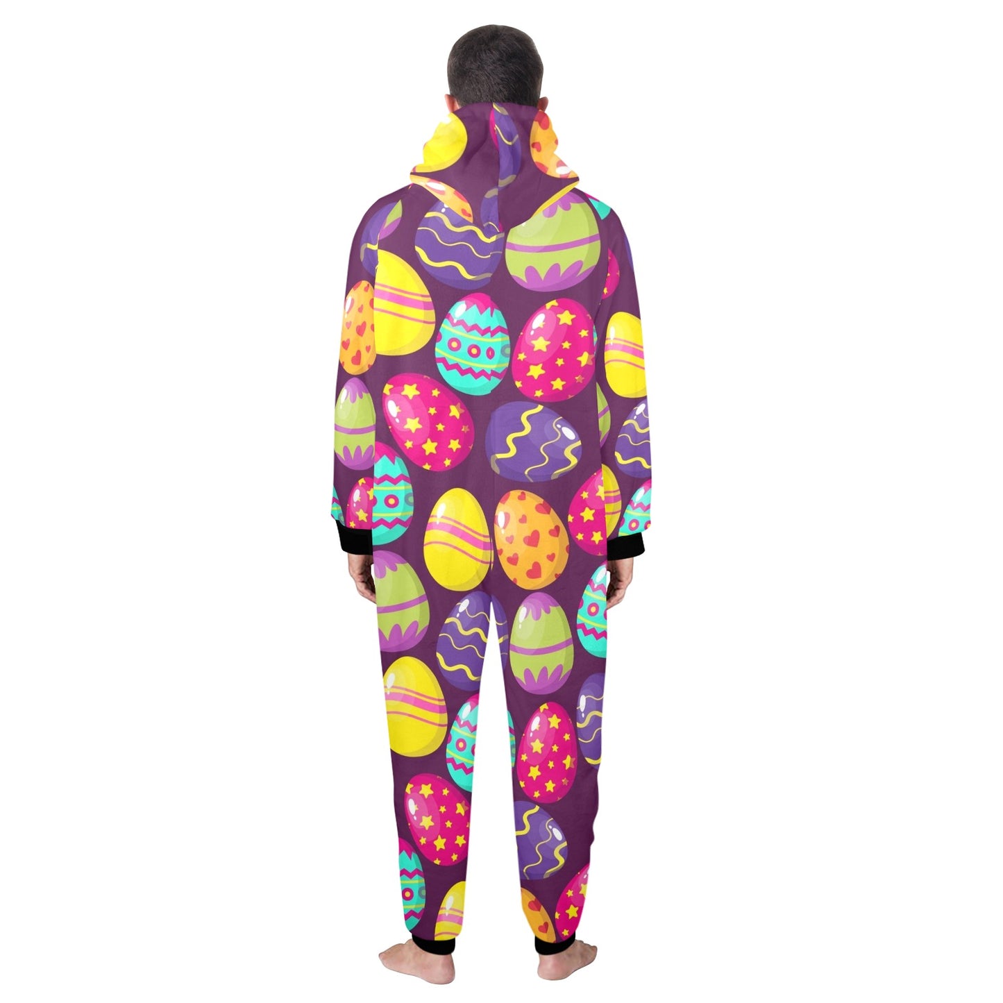 Easter Eggs Pattern Print Design RB04 Hooded Fleece Onesie Pajama Jumpsuit