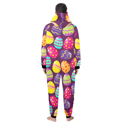 Easter Eggs Pattern Print Design RB04 Hooded Fleece Onesie Pajama Jumpsuit