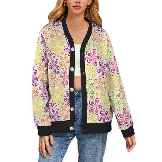 Flower Power Colorful Design Print Women's Cardigan