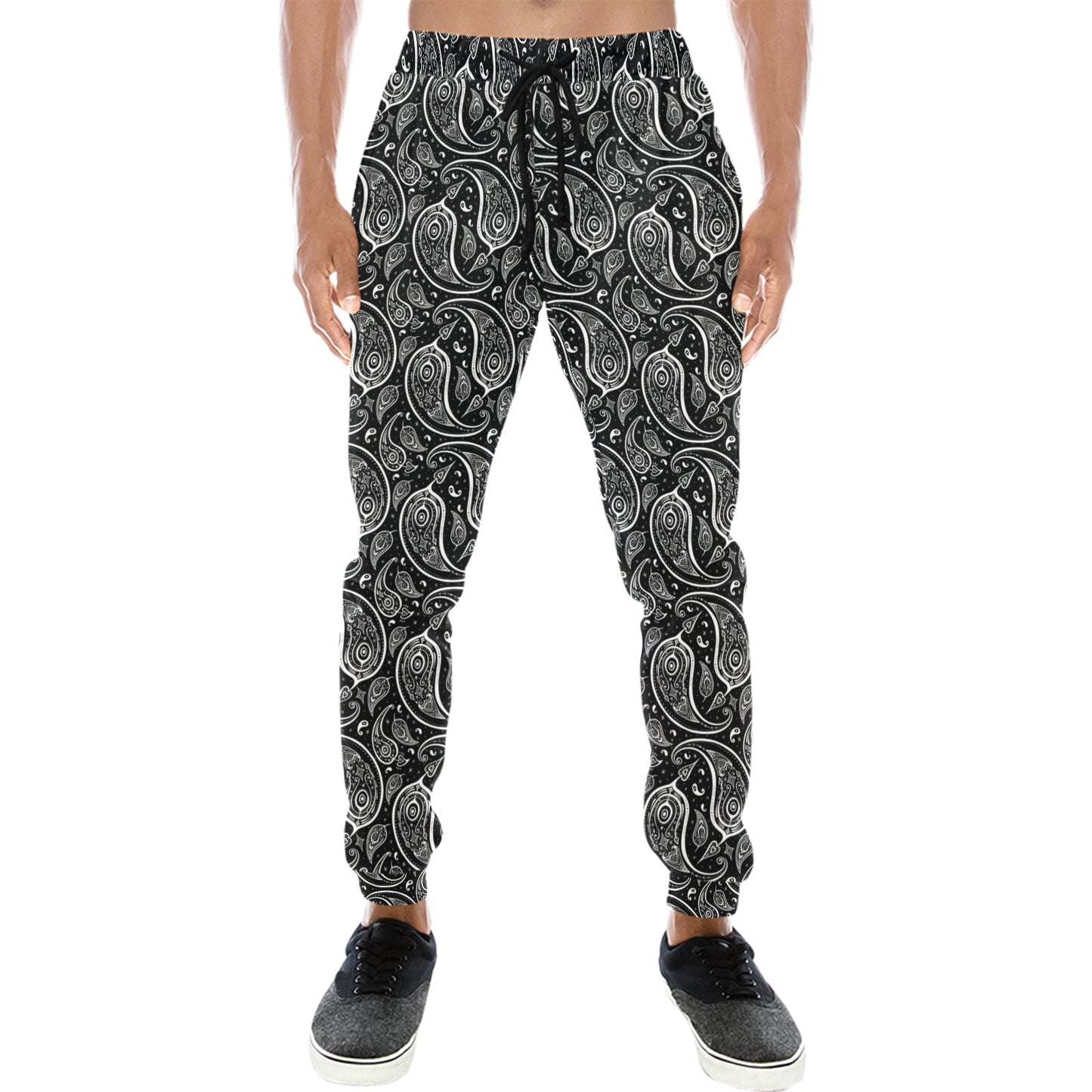 Paisley Black Design Print Men's Sweatpants