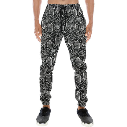 Paisley Black Design Print Men's Sweatpants