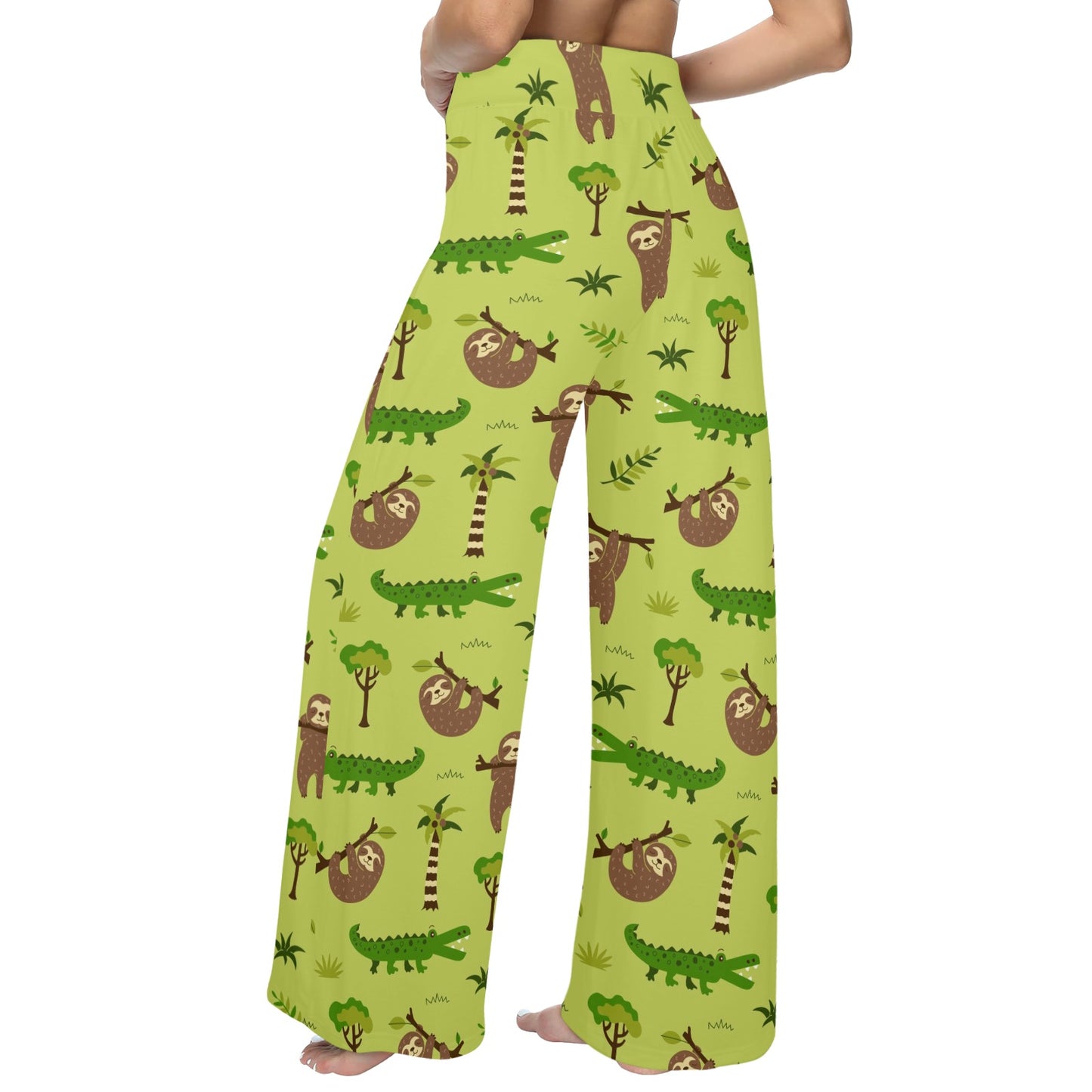 Alligator Pattern Print Design 04 Women's Wide Leg Lounge Pants