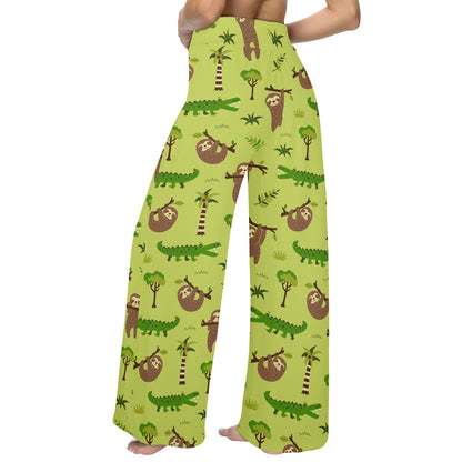 Alligator Pattern Print Design 04 Women's Wide Leg Lounge Pants