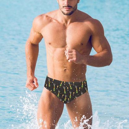 Champagne Pattern Print Design 04 Men's Swimming Briefs