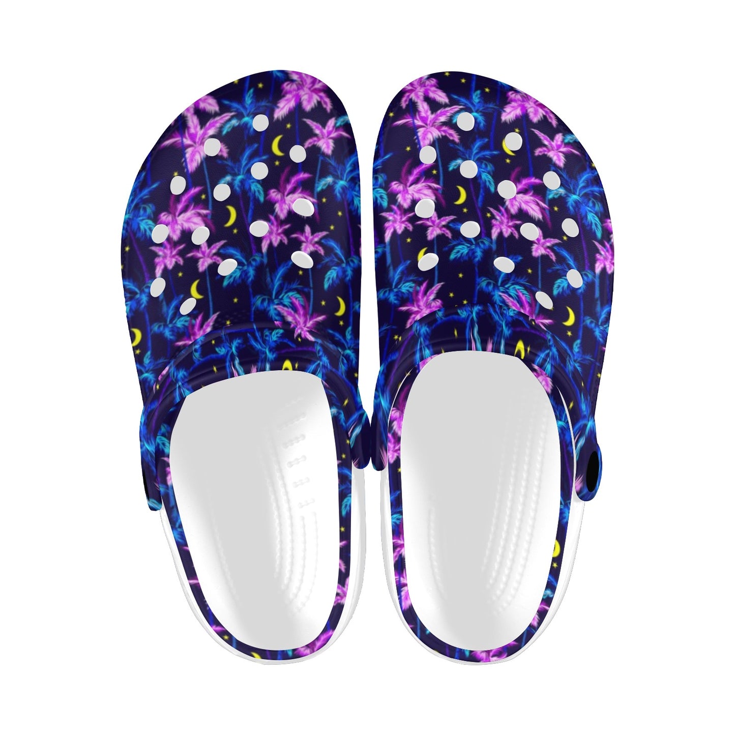 Palm Tree Night Scene Design Print Unisex Clogs Shoes