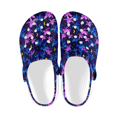 Palm Tree Night Scene Design Print Unisex Clogs Shoes