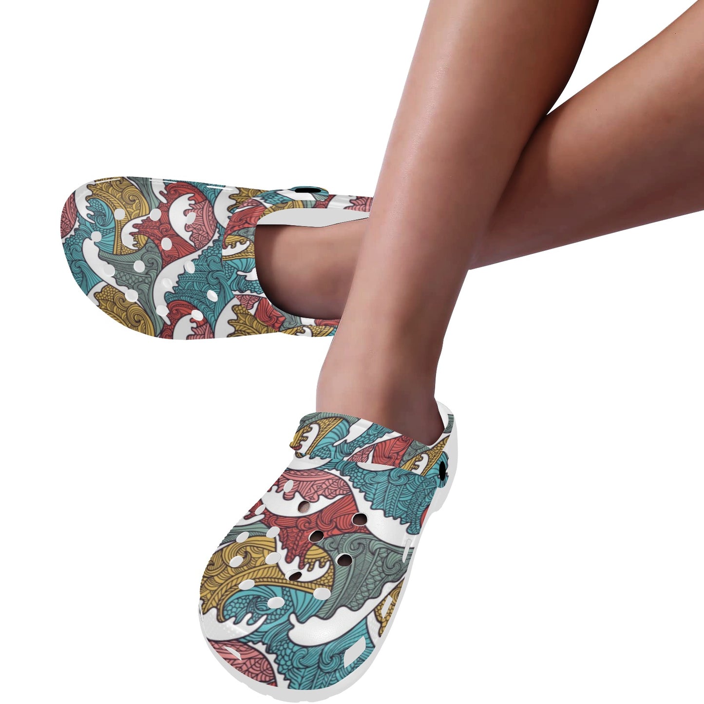 Tribal Wave Pattern Print Unisex Clogs Shoes
