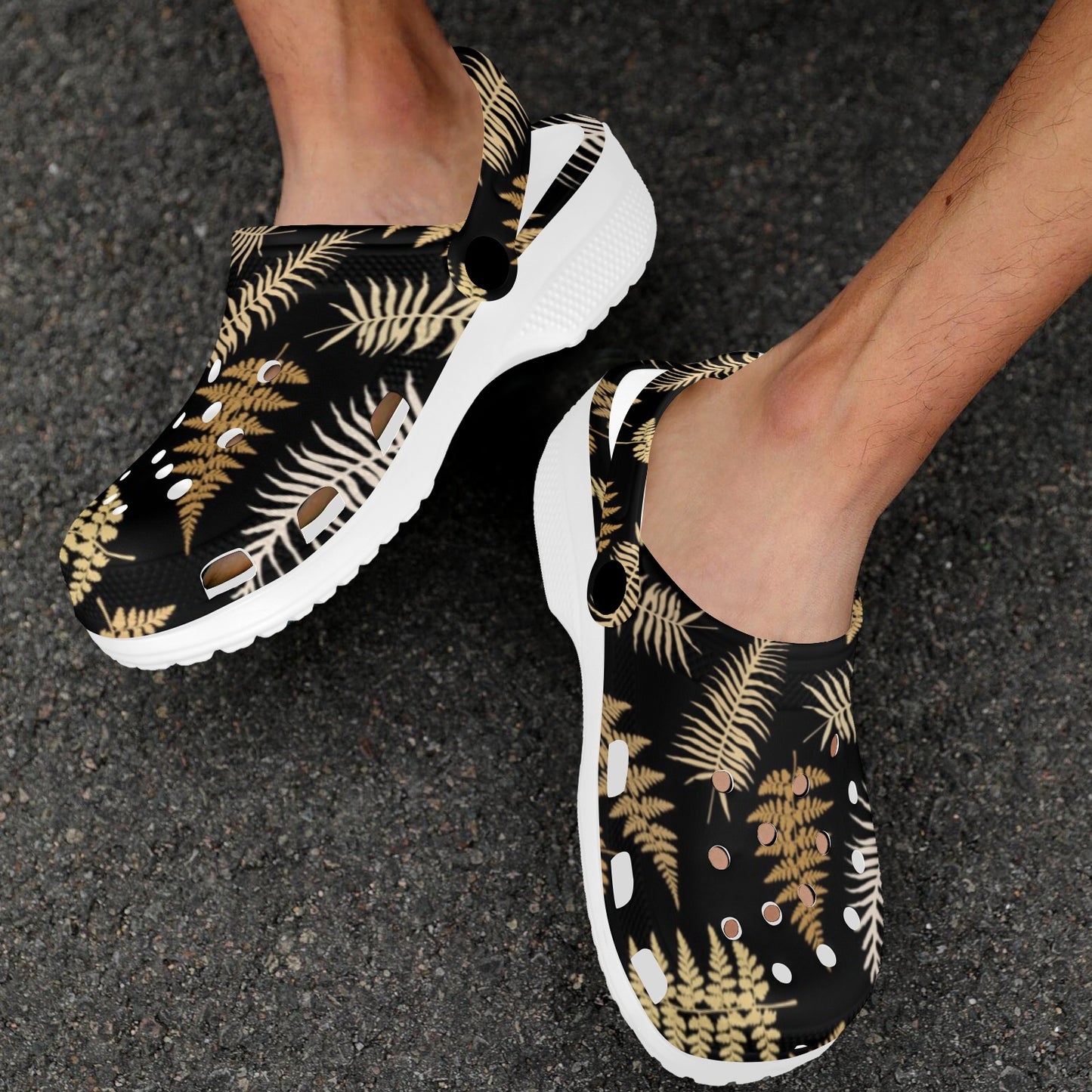 Fern Leave Bright Print Pattern Unisex Clogs Shoes