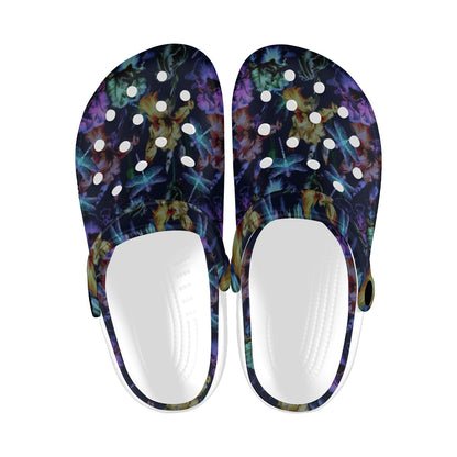 Dragonfly With Floral Print Pattern Unisex Clogs Shoes