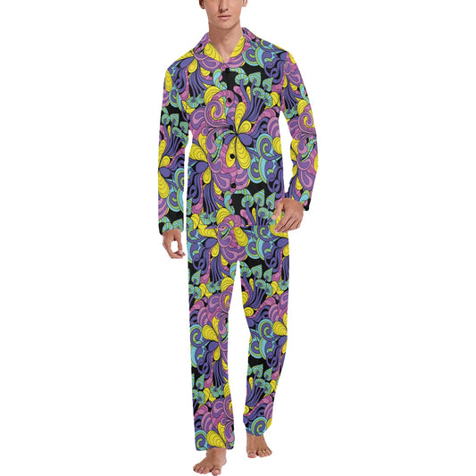 Trippy Print Design LKS305 Men's Long Pajama Set