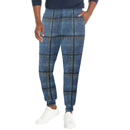 Jean Patchwork Pattern Print Design 02 Men's Casual Track Pants