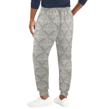 Damask Grey Elegant Print Pattern Men's Casual Track Pants