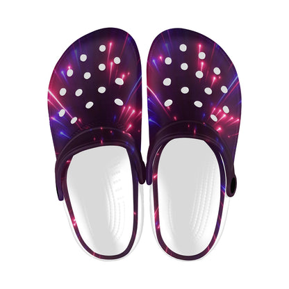 Celestial Purple Blue Neon Speed Light Unisex Clogs Shoes