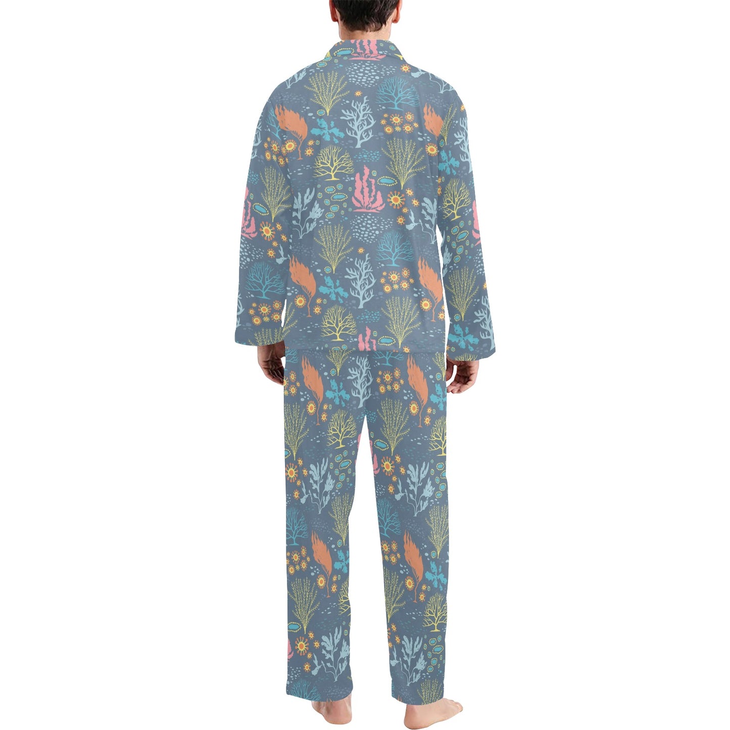 Seaweed Print Design LKS304 Men's Long Pajama Set