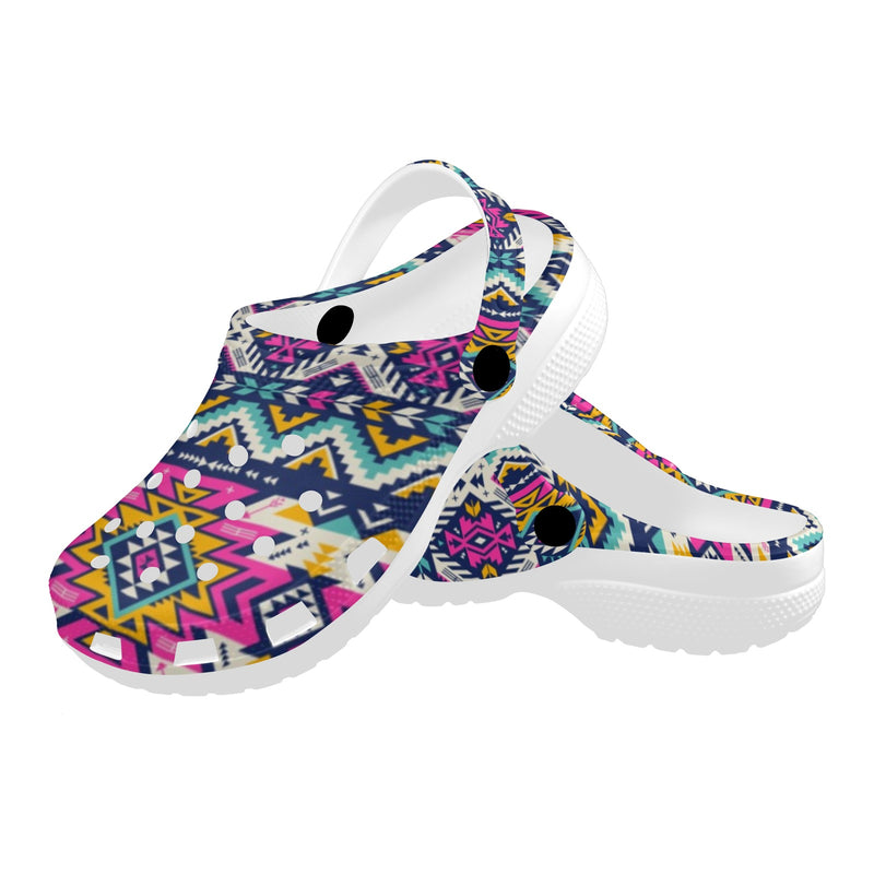 Aztec Pink Geometric Print Pattern Unisex Clogs Shoes