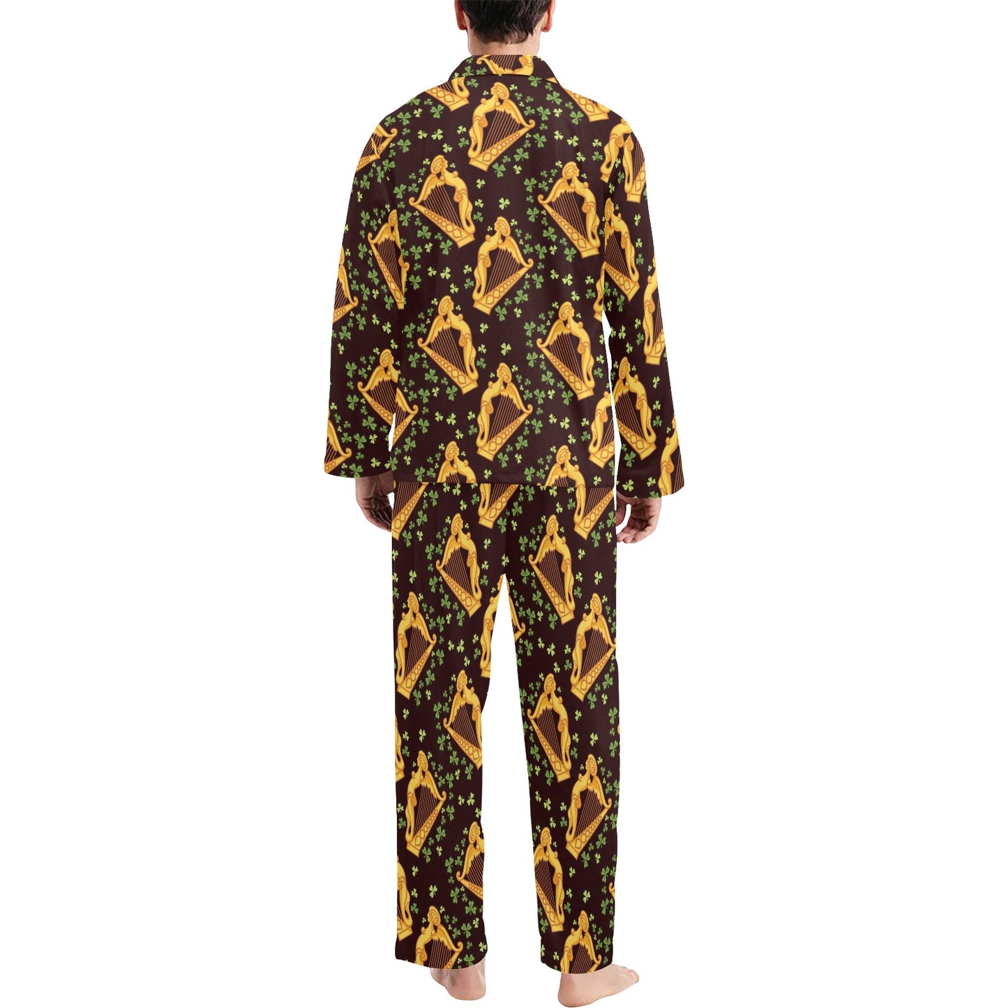 Harp Pattern Print Design 02 Men's Long Pajama Set