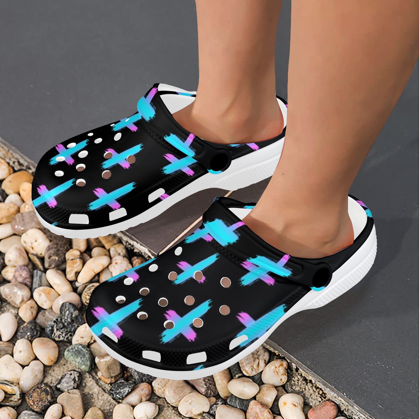 Christian Cross neon Pattern Unisex Clogs Shoes
