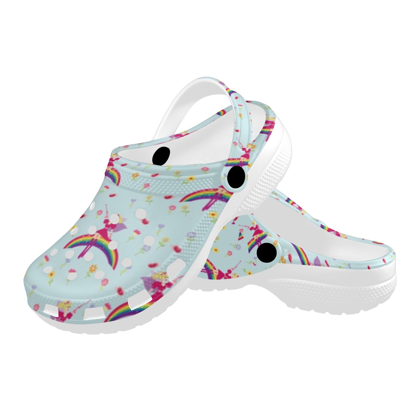 Fairy with Rainbow Print Pattern Unisex Clogs Shoes