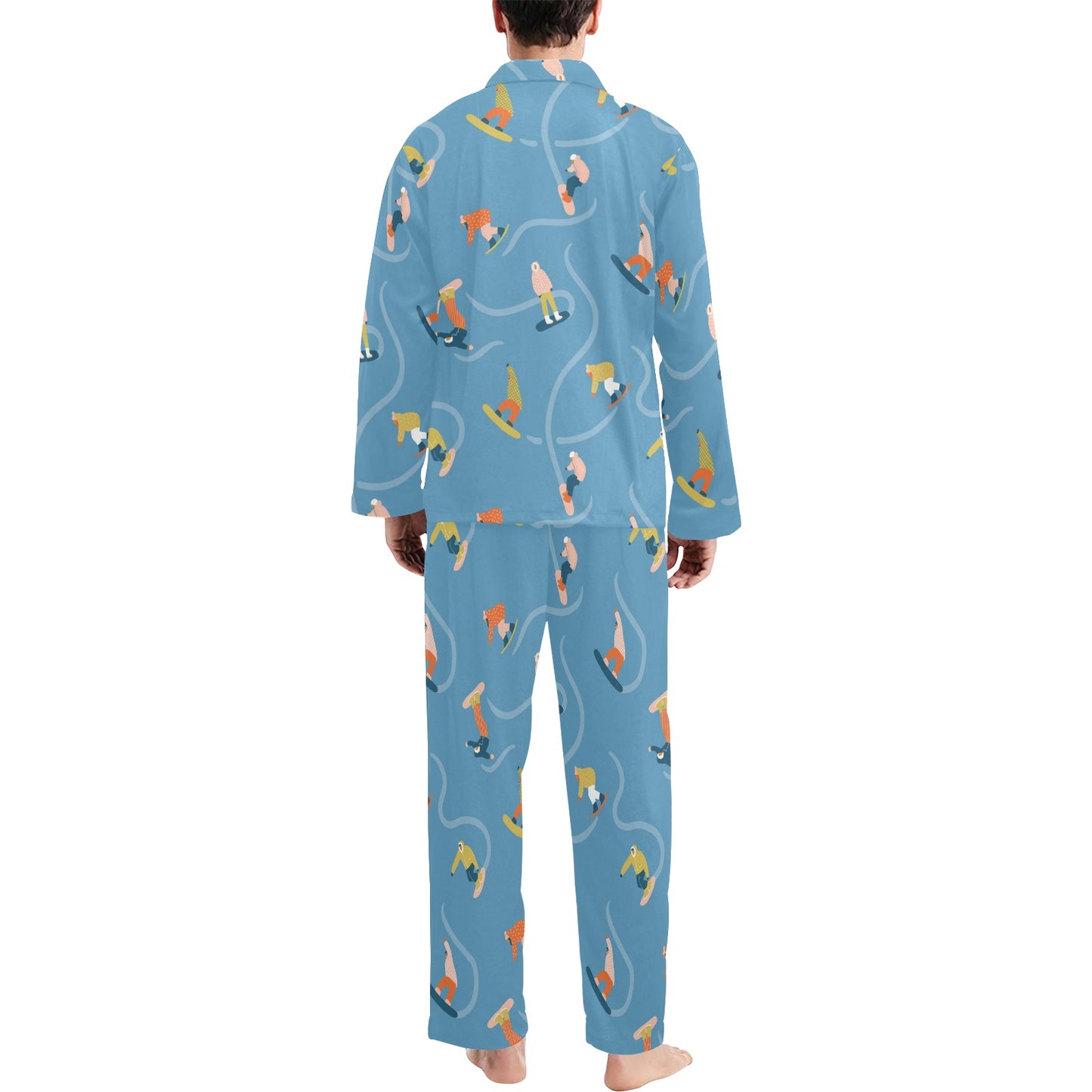 Snowboard Print Design LKS303 Men's Long Pajama Set