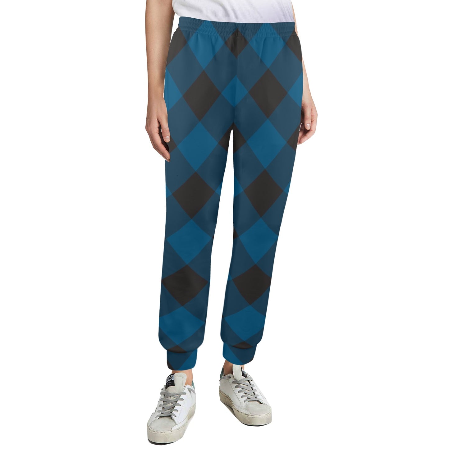 Plaid Blue Pattern Print Design A04 Women's Casual Track Pants