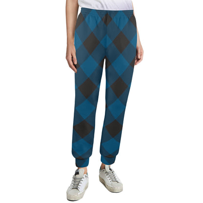 Plaid Blue Pattern Print Design A04 Women's Casual Track Pants