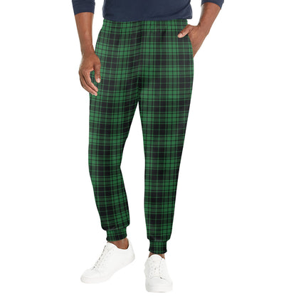 Green Tartan Plaid Pattern Men's Casual Track Pants
