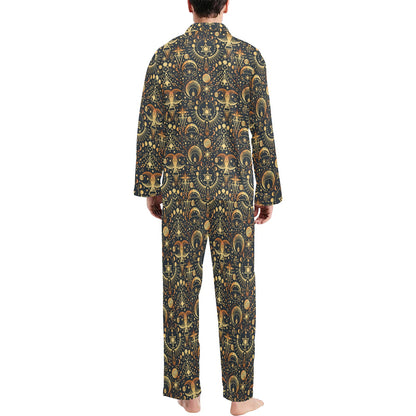 Sun Moon Print Design LKS308 Men's Long Pajama Set