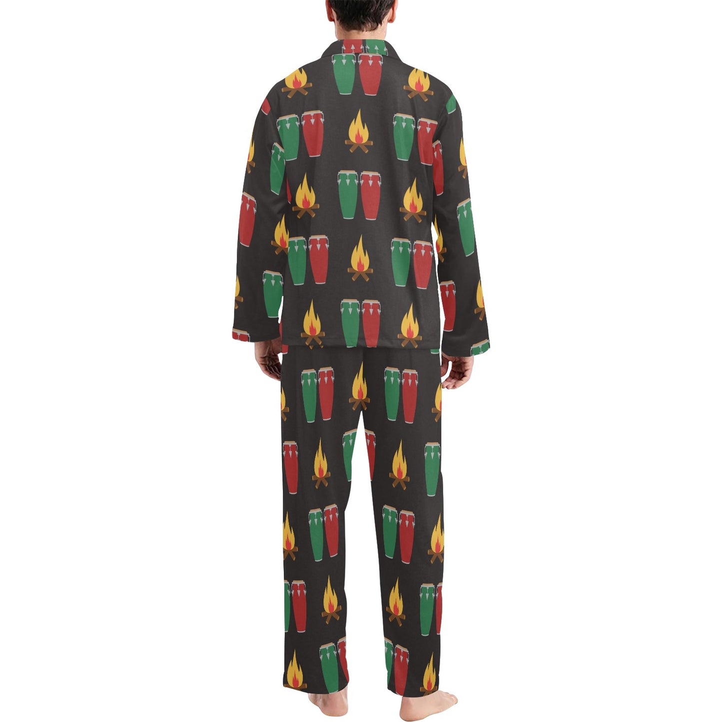 Conga Pattern Print Design 01 Men's Long Pajama Set