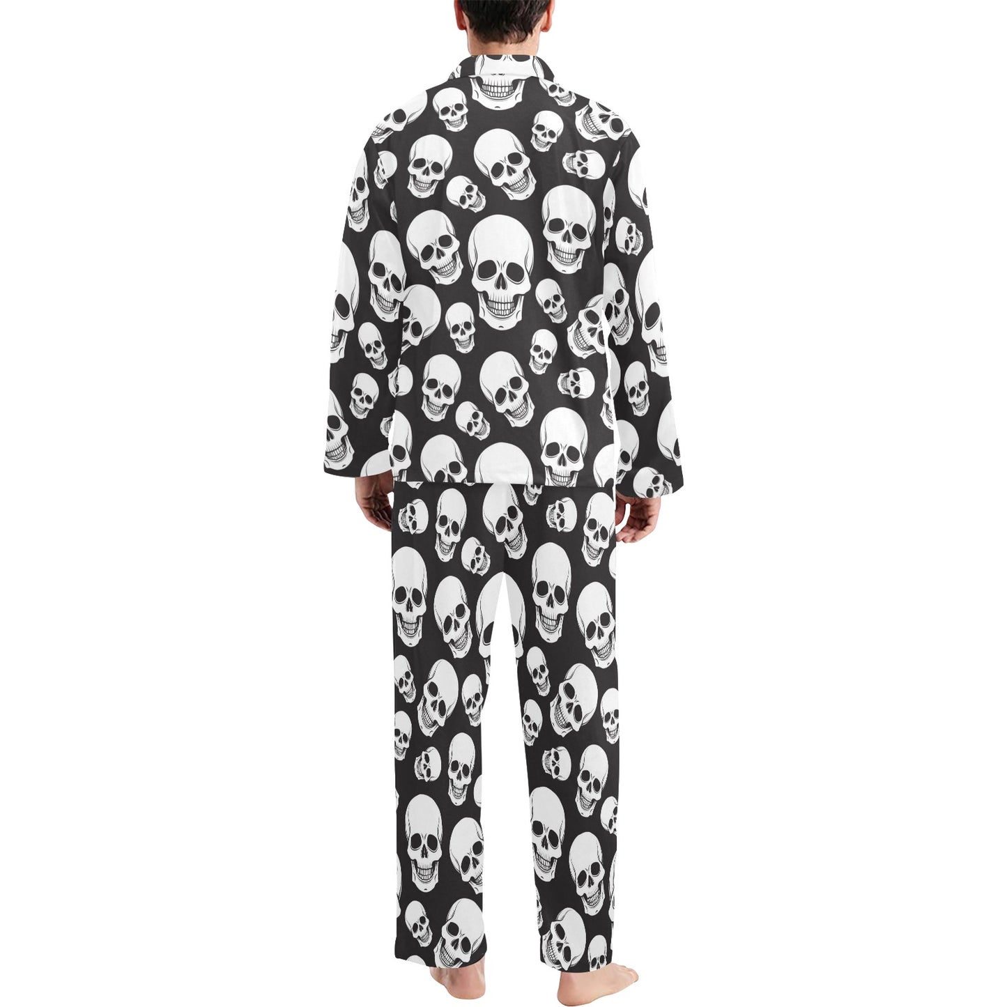 Skull Print Design LKS301 Men's Long Pajama Set