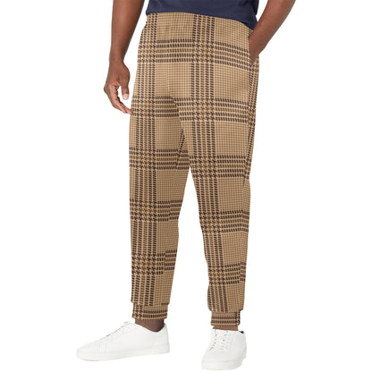 Houndstooth Brown Pattern Print Design 04 Men's Casual Track Pants