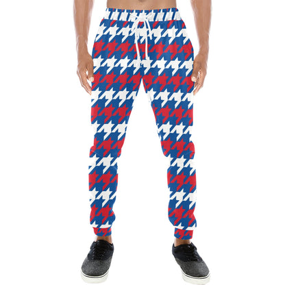 Patriotic Houndstooth Pattern Print Design A02 Men's Sweatpants