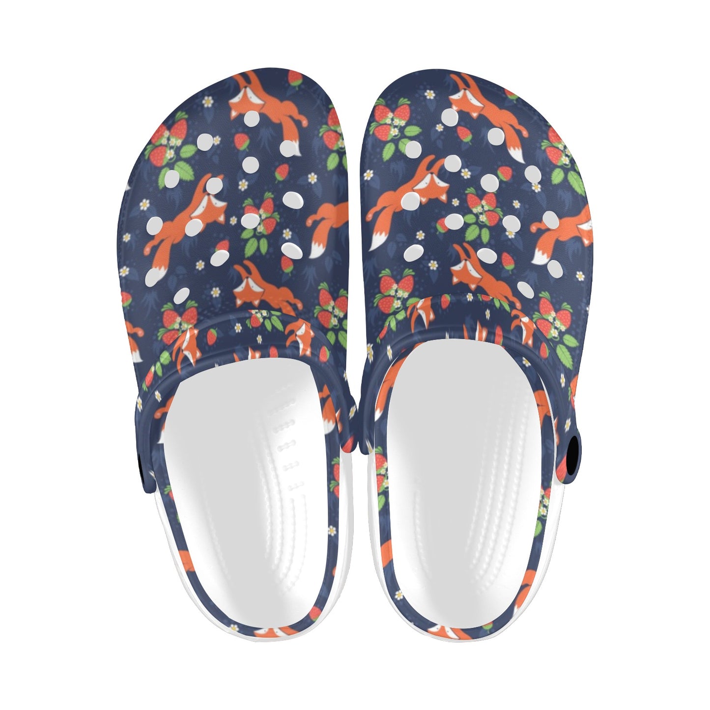 Fox Strawberry Print Pattern Unisex Clogs Shoes