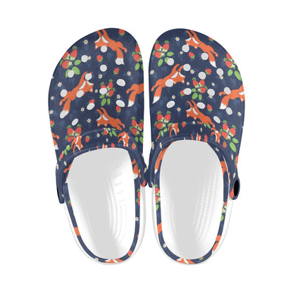 Fox Strawberry Print Pattern Unisex Clogs Shoes