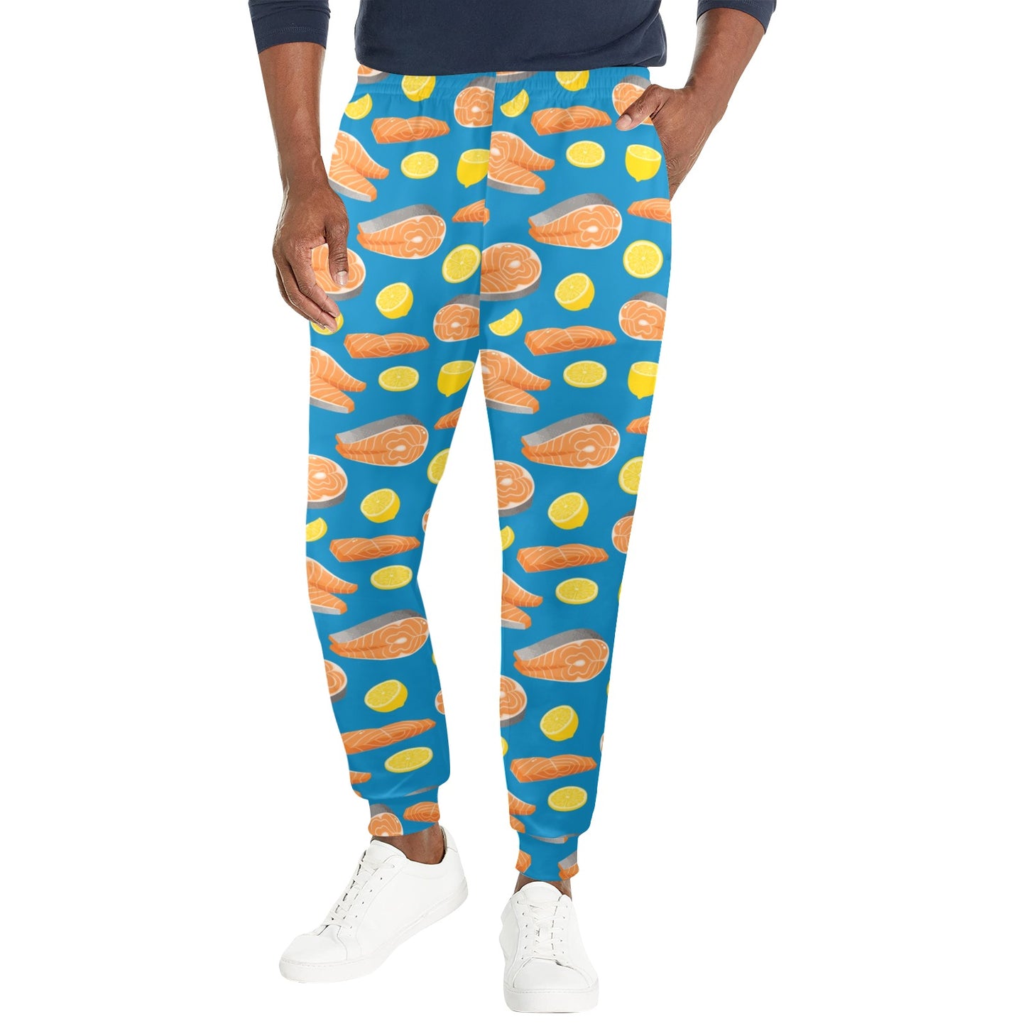 Salmon Steak With Lemon Print Design LKS308 Men's Casual Track Pants