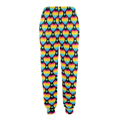 Rainbow Heart Print Pattern Women's Casual Track Pants