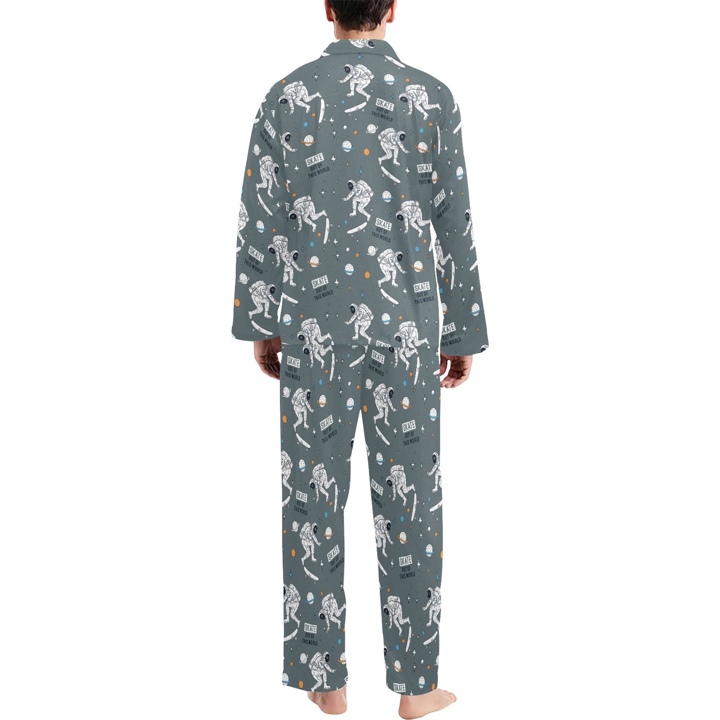 Skateboard Print Design LKS306 Men's Long Pajama Set
