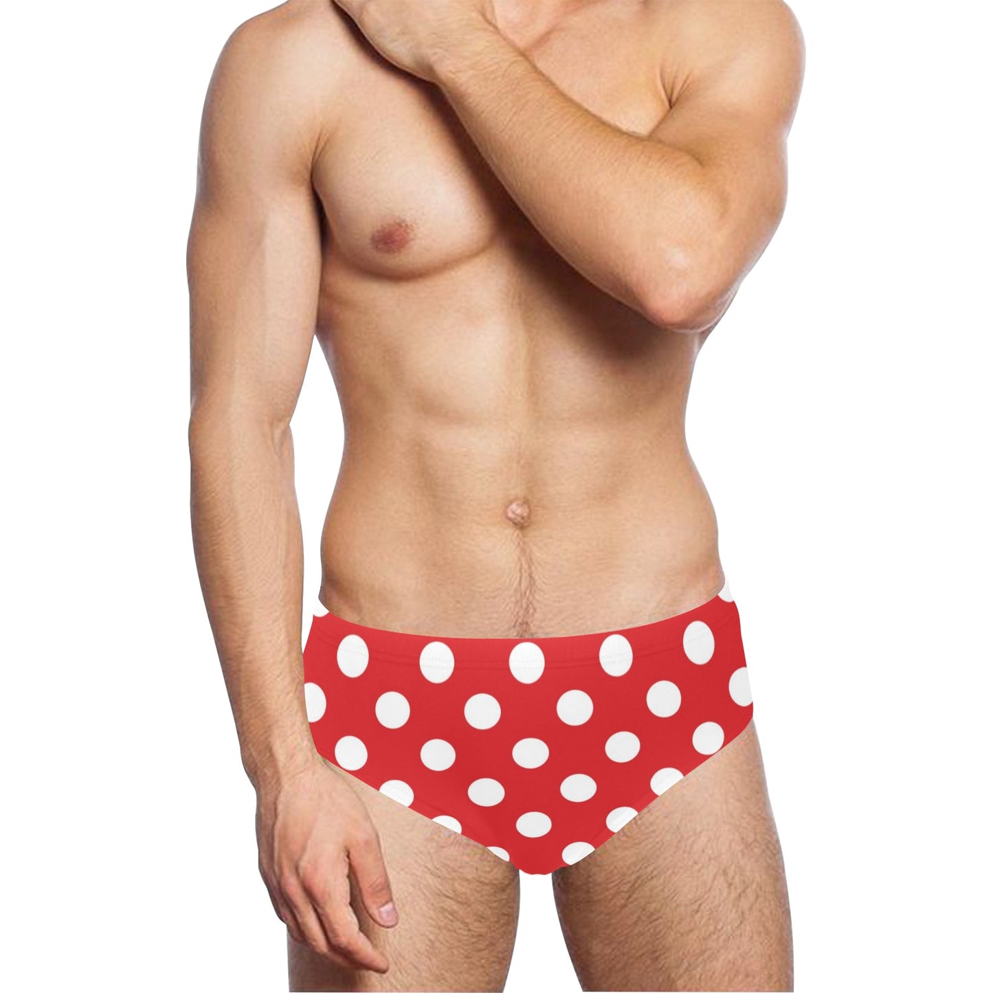 Polka Dot Red Pattern Print Design 04 Men's Swimming Briefs