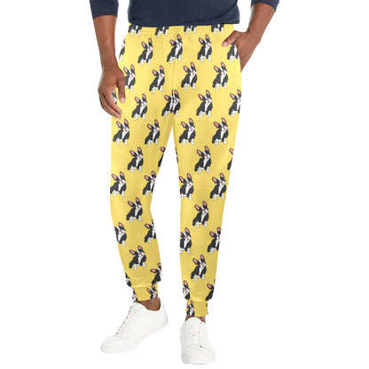 Boston Terrier Pattern Print Design 06 Men's Casual Track Pants