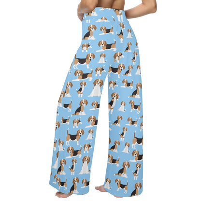 Beagle Pattern Print Design 03 Women's Wide Leg Lounge Pants