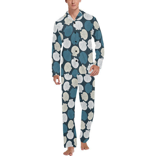Seashell Print Design LKS3013 Men's Long Pajama Set