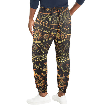 Gold African Design Men's Casual Track Pants