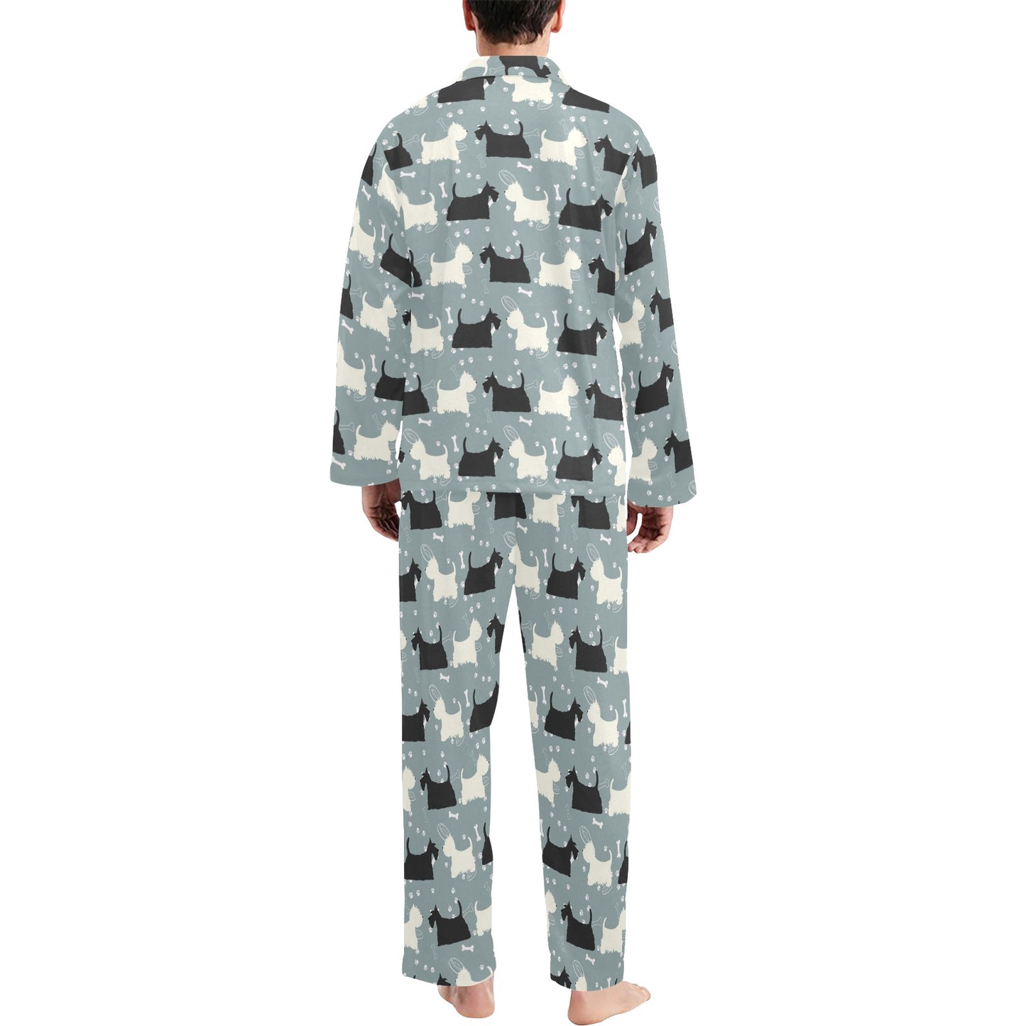 Scottish Terriers Print Design LKS301 Men's Long Pajama Set