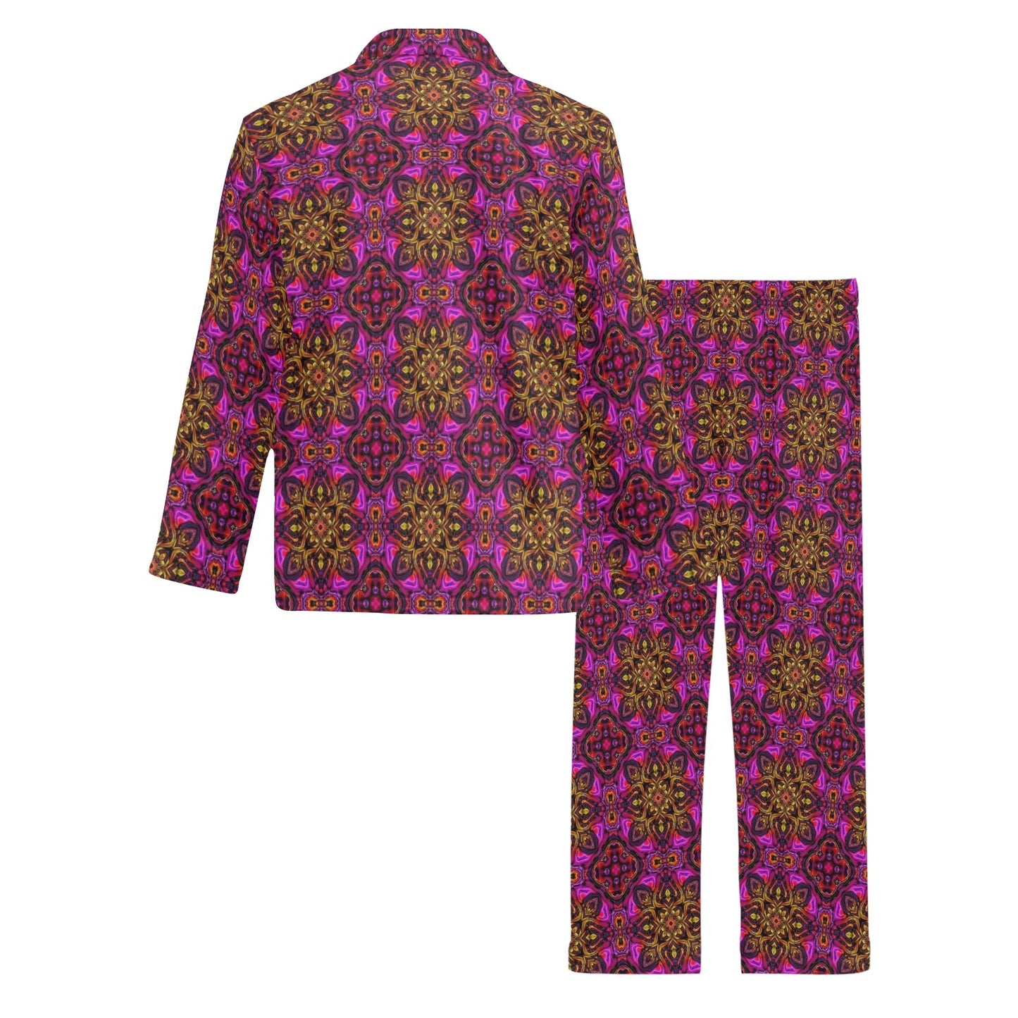 kaleidoscope Abstract Print Design Men's Long Pajama Set