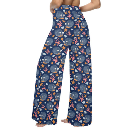 Snail Print Design LKS402 Women's Wide Leg Lounge Pants
