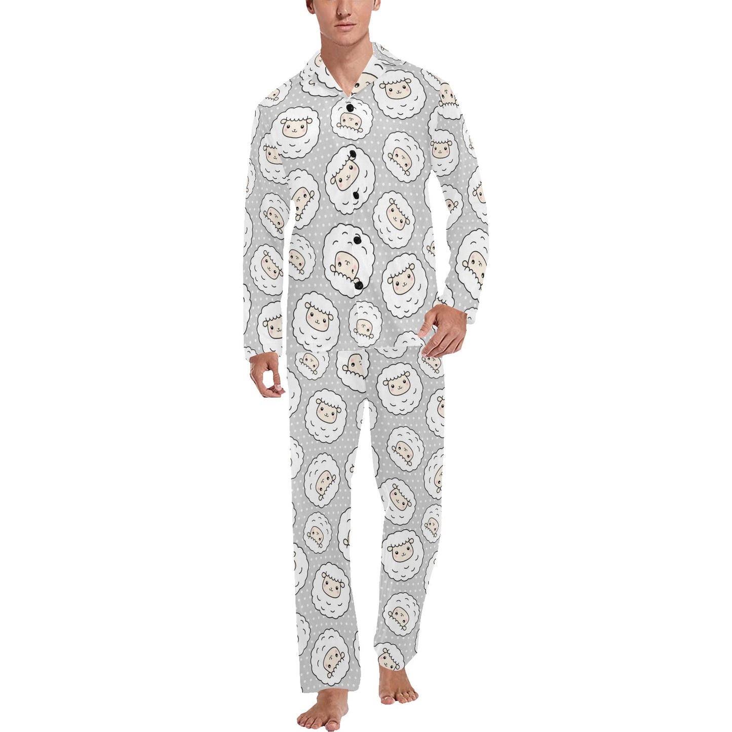 Sheep Print Design LKS401 Men's Long Pajama Set