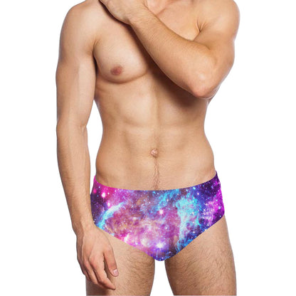 Galaxy Night Purple Space Print Men's Swimming Briefs