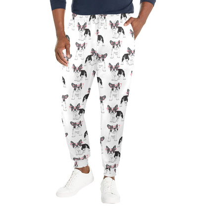 Boston Terrier Pattern Print Design 03 Men's Casual Track Pants