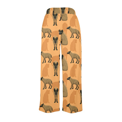 Hyena Pattern Print Design 01 Women's Wide Leg Lounge Pants