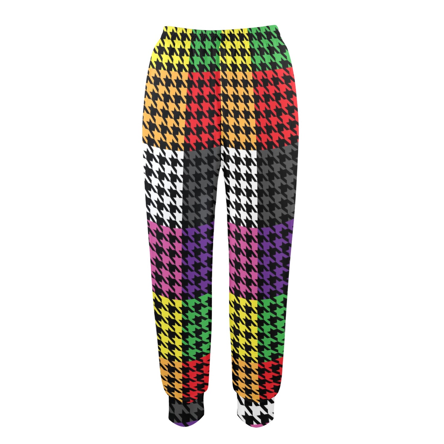 Houndstooth Colorful Pattern Print Design 01 Women's Casual Track Pants