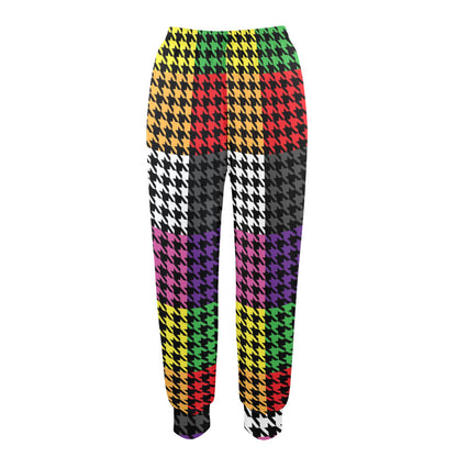 Houndstooth Colorful Pattern Print Design 01 Women's Casual Track Pants